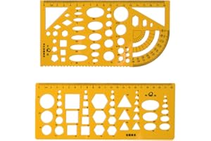 LJFEA 2 pcs Normographe pour Croquis et Schémas - Trace-Formes Technic - Pochoir Cercles, Triangles, Carrés, Rectangles - Formes diverses Géométriques Tailles Diverses - Gabarit Antichoc