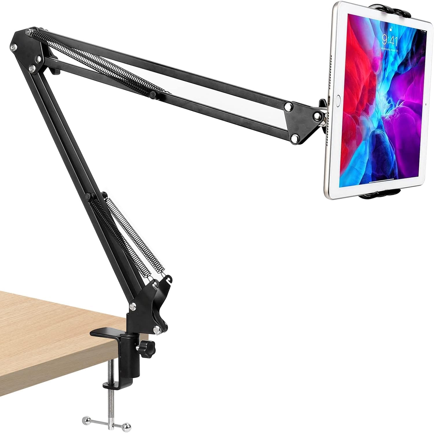 HOLD UP Foldable Tablet Stand for Bed, Tablet Stand Adjustable,360 Degree Rotating Bed Tablet Mount Holder Stand with Aluminum Arm for iPhone iPad Kindle Fire and Other 4.7-12.9 inch Devices
