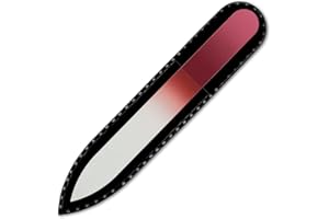 Mont Bleu Farbige Glasnagelfeile in Tasche aus schwarzem Samt - klein und handlich - echtes gehärtetes Glas - Handgefertigt in der Tschechischen Republik