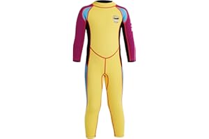 FEOYA Combinaison de Plongée Enfant Fille Néoprène 2.5MM Manches Longues Age 3-9 Ans pour Plongée Natation Activités Aquatiques