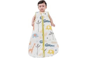 SERAPHY sacs de couchage pour bébé 1,5 TOG pour 0-24 mois, fermeture éclair à 2 voies, facile à utiliser, 100% coton naturel, sacs de couchage pour bébé sans manches couverture à emmailloter portable