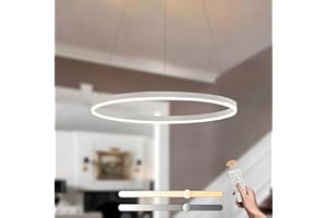 YYUTLUO Moderner DIY-Kreis-LED-Kronleuchter | 1 Weiß Goldringe:60cm=29W | LED-Pendelleuchte aus Metall+Acryl |2,4 G Dimmbare Fernbedienung | Runde Decken-Hängelampe Wohnzimmer Schlafzimmer Esszimmer