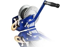 Husar Winch Cabrestante manual 1200 lbs | 543 kg Con Correa De 10 Metros, Fabricado En Acero Inoxidable, Freno de Trinquete, De Simple Efecto, Para Barcos, Remolques, Industria