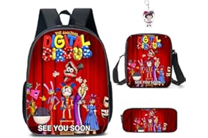 AII Lover 3Pcs Anime Circus Backpack Set with Keychain,16in 3D Printed Cartoon Lunch Bag High Capacity Schoolbag Boy And Girl Schoolbag.