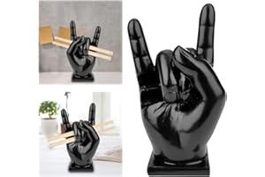 LANZLC Support de Baguette, Main Créative de Rock, Décoration, Accessoire de Batterie, Support de Baguette Créatif, Pose Baguette Batterie Présentoir, Cadeau pour Batteur, Résine, Noir