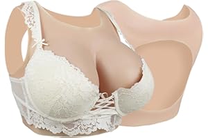 Minaky Faux Seins Silicone Col Rond et Creux Plaques mammaires réalistes pour Le Cosplay Transgender Drag Queen Crossdresser Shemale Travesti（E Cup，Blanc）
