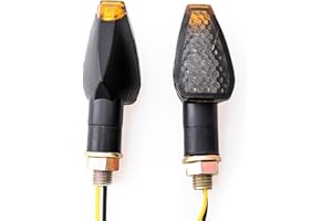 evomosa 2pcs 14 LED Mini Stalk Arrow light Motorcycle 12V Indicators Turn Signal Lights Blinker Amber Light (Black -smoke)