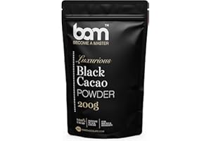 BAM Luksusowe czarne kakao w proszku, 100% kakao, 200 gramów, intensywny czarny kolor, pieczywo i słodycze