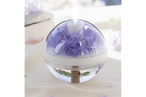 MARZIUS Preserved Flower Portable Humidifier,270ml Capacity,Rechargeable Essential Oil Diffuser with Night Light and Waterless Auto Shut-Off,for Office Room Bedroom Livingroom (Purple Hydrangea)