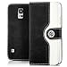 Produktbild Saxonia Flip Case Tasche Samsung Galaxy S5 / S5 Neo Hülle Schutzhülle Elegante Handytasche mit Kartenfach Standfunktion | Farbe Schwarz-Weiß