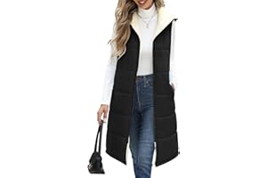 Yuson Girl Chaleco Mujer Chaqueta Invierno Largo Chalecos sin Mangas Vestir Moda Grueso Abrigos de Para Capucha Exteriores Acolchados Calentador Chaquetón con Cremallera