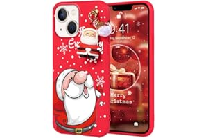 Vauki Navidad Funda con Cadena para iPhone 13/iPhone 14, Rojo Carcasa Silicona con 3D Papá Noel Doll Toy Colgantes, Case con Christmas Animados Dibujos Diseño Antigolpes Suave Cover Movil, Rojo 8