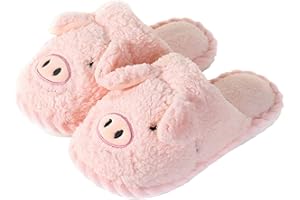 Hokuto Damskie kapcie świnia urocze zwierzę różowe śmieszne pokój zimowy ciepłe kapcie