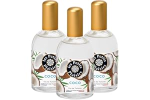 Les Petits Plaisirs - Lot de 3 - Eau de toilette Coco, Eau de toilette femme, Gourmande, Solaire et musquée, Made in France, flacon 110ml