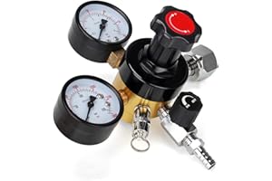 Eastpole Régulateur de fût de CO2 à double jauge à déconnexion rapide avec soupape de décompression de sécurité 0-60 PSI 0-3000 pression du réservoir，régulateur de CO2 Kegerator pour bière brassée