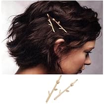 2 Stück Vintage-Zweig-Haarspangen – Goldfarben, Mit Blättern, 10 Cm, Boho-Style