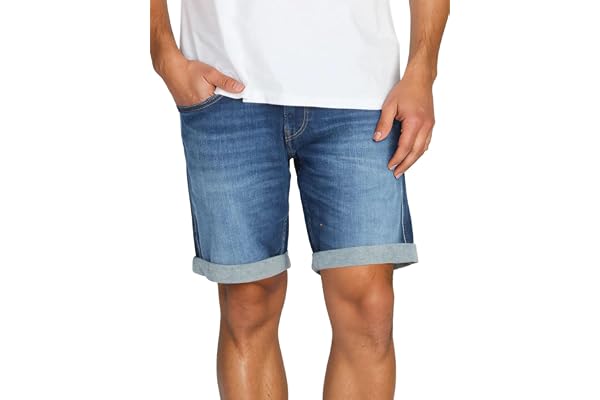 Replay Jeans shorts herr stretch kort smal passform New Ambass korta byxor Bermuda shorts sommar denim enfärgad blå svart 30