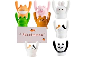 Memo Clip Madera,Smavles 7 Piezas Fotos Soporte Clip, Lindos Flores Portanotas Soporte, para Número de Mesa, Decoración de Fiestas, Tarjetas, Notas (Animales)