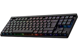 ‎LOGITECH G Logitech G G515 LIGHTSPEED TKL kabellose flache Gaming-Tastatur, LIGHTSYNC RGB, dünnes Profil ohne Ziffernblock, PBT-Tastenkappen, lineare mechanische Switches, Deutsches QWERTZ-Layout - Schwarz