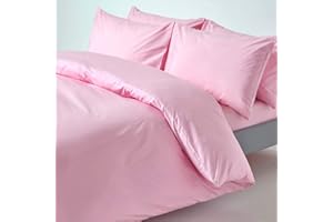 Homescapes 3-teiliges Perkal-Bettwäsche-Set rosa aus 100% ägyptischer Baumwolle, 1 Bettbezug 200x200 cm & 2 Kissenbezüge 48x74 cm