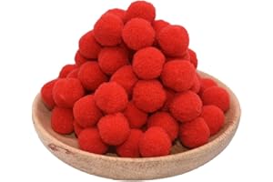 Yalulu 200 Stück 15mm/20mm Pompons Bunte Pompom Flauschigen Plüsch Pom Pom Bälle Mehrfarbig für DIY Handwerk Bastelbedarf (Rot, 15mm)