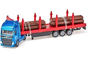 Siku 1659, Ciężarówka do przewozu drewna, 1:87, Metal,Tworzywo sztuczne, Niebieski, Czerwony, Pnie drzew w zestawie