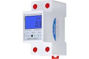 MIRTHBUY LCD Digitale Stromzähler 5(80) A 220V B Geeicht Wechselstromzähler Hutschiene KWh Zähler 1-phasiger 2-poliger 2P-DIN-Schienen-Stromzähler