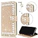 Produktbild Schutzhülle für Samsung Galaxy S7 SM-G930F (5,1 zoll) Sunroyal Flip Handyhülle Ultra Dünn Diamant Bling Perle Handytasche Multifunktion PU leder Hülle Stoßdämpfende Magnetverschluß Wallet Brieftasche Tasche Leichte Zurück Anti-scratch Bumper Case Weichem Back Cover Rückseite Dauerhaft Cover Rutschfest Kratzfest Backcover mit Kartenhalter Slot und Standfunktion im Glänzend Shiny Glanz Sparkle 1x Glitzer Staub Stecker Gold