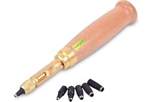 Hotgod Perceuse à vis/perceuse à outils en cuir automatique, 6 embouts Tailles 1.5–4 mm pour couture maroquinerie artisanat en papier