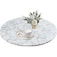MIPIACE Round Tablecloth Fitted Tablecloth Waterproof Round Table Cloth Wipeable with Flannel Backing Elastic Edge for Outdoor Indoor Kitchen Garden Dining Room(Marble Pattern Diameter 36-44Inch)