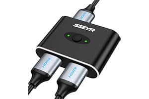SGEYR Switch HDMI Splitter HDMI in alluminio, splitter HDMI 2 in 1 o 1 in 2 Bi-Direction HDMI Switcher supporta 4K, 3D, 1080P HD manuale HDMI per HD TV/Blu-Ray/DVD/PS4/Xbox (nero)