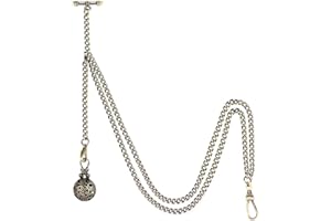 ÖSSZEFUT Albert Chain Pocket Watch, T-bar Chain with Life Tree Pendant, T-bar Chain Antique Fob T Bar for Men,Gold