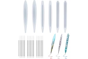 Lotnut 6 Pièces Moule de Stylo à Bille en Résine Époxy, avec 15 pcs Recharges, Bricolage Moule de Coulée en Silicone Stylos pour Débutants