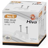 Proalet Hiva &Ccedil;elik &Ccedil;ivili Kroşe, Kablo Klipsi, Dayanıklı, Plastik, Beyaz, Pratik, Kablo Sabitleme Aparatı, Elektrik, Tesisat 