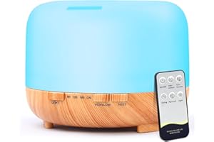 ‎HAPPTWS Aroma Diffuser Ultraschall Aromatherapie Luftbefeuchter: 500ml für Ätherische Öle mit Fernbedienung - Raumbefeuchter Duftlampe 7 Farben LED Zuhause Büro Yoga SPA