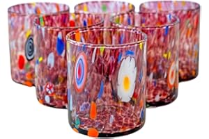 MurArt Bicchieri di Murano Set da 6 bicchieri da 300ml Collezione Tower in vetro soffiato a mano in lavorazione artigianale Made in Italy