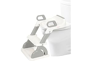 Babycurls Potty Ladder Toilet Training Seat with Steps and Handles - Non-Slip Space-Efficient Unisex Design for Toddlers & Children - Foldable, Easy Assembly Splash Guard Included