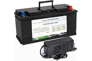 KCVOLRO Batería LifePo4 de 12 V 100 Ah - Hasta 7000 ciclos profundos, BMS de hierro y litio para carros de golf RV Solar Ocean Caravan y más carreras - Cargadores incluidos...