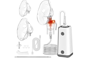 NAHKZNY Nébuliseur à Compresseur Inhalateur Nébulisateur Silencieux Rechargeable Aérosol Portable avec USB Type C Embouchure Accessoires faciaux Tube Long Efficace pour Adultes Enfants