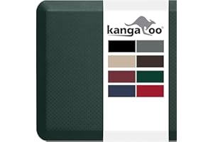 KANGAROO Thick Ergonomic Anti Fatigue Mats for Kitchen Floor, Cushioned Standing Office Desk Mat, Waterproof Scratch Resistant Topside, Supportive All Day Comfort Padded Foam Rugs, 20x32, Hunter Green