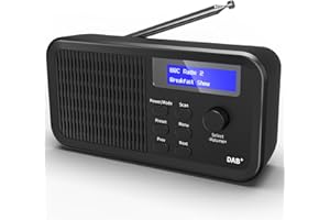 PINCI Radio DAB DAB+FM Digital Radio, Portable USB Rechargeable Digital Radio, 10 Preset Stations, with LCD Display, Headphone Jack, Suitable for Living Room, Study Room, Kitchen, Traveling (Black)