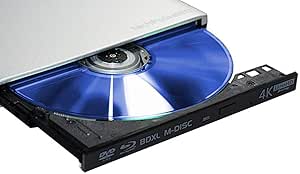 techPulse120 portables USB 3.0 4K UHD 3D M-Disc BDXL HDR10 Laufwerk Blu-ray Brenner Burner Superdrive Ultra-Slim BD DVD CD f&uuml;r Netbook Notebook Ultrabook Windows Mac OS Apple iMAC MacBook Alu Silber