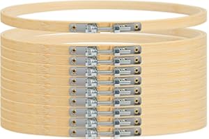 ANNTIM 10 Piezas Bastidores para Bordados 20 cm, Bastidor Madera, Aro para Bordar a Mano, Bastidores para Bordados Redondos Ajustables para Bordar, Círculo de Bambú Redondo
