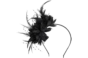 SSKHE Chapeau Plumage Bandeau,Fleur Maille Dentelle Clip Chapeau,Plume Cheveux Accessoires Chapeaux,Bandeau Plumes de Fleur Artificielle,Années 1920 Fascinateur Plumes pour Cocktail Mariage Décoration