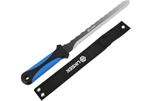 Linsen-outdoors 11 Inch Edelstahl Scharfe Doppelklinge Gezackte Klinge Rasenschneider Messer Rasenreparatur Gartenmesser mit Nylonscheide