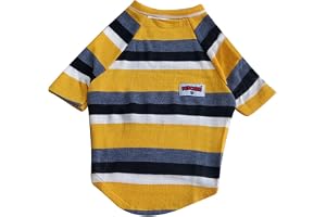 FETCHER Yellow Black Premium Dog, Puppy, Kitten and Cat T-Shirt for Small Breeds Comfortable Lightweight Animal Cloth(16" Medium)