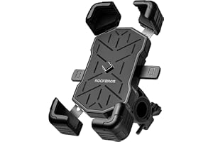 ROCKBROS Cykeltelefonhållare, 360° roterande motorcykel mobiltelefonhållare, universell vibrationsdämpande telefonhållare för MTB, motorcykel, skoter, 4,5–7,2 tum