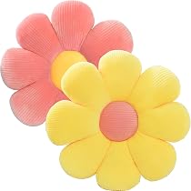 YILANLAN Blumenmatte Aus Plüsch – Sitzkissen, Deko-Kissen, 60x60 Cm, Weich, Vielseitig (Farbkombi Weiß/Braun)