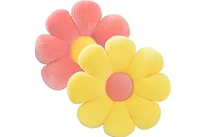 ‎ACUSHLA ACUSHLA 2 Stück Blumenbodenkissen Sitzkissen,40cm Blumenboden Kissen Tatami Blumenförmiges,Weiches Blütenblattkissen Niedliches Blumen-Plüsch-Kissen für Car Home Sofa Chair (Gelb+Rot)