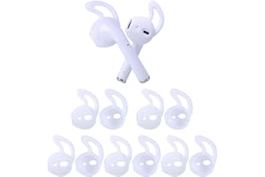 OneCut 5 Pairs Silicone Ear Tips Compatible for AirPods 1&2, Anti-Slip Sport Earbud Tips, Anti-Drop Ear Hook Gel Headphones Protective Accessories (White)